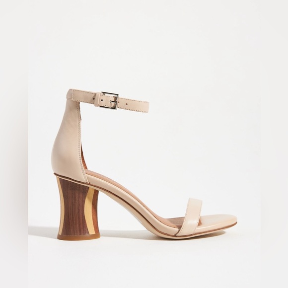 ANTHROPOLOGIE JEFFREY CAMPBELL  Striped Heel Sandal Ivory Leather Wooden Heel main image 10